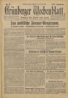 Grünberger Wochenblatt: Zeitung für Stadt und Land, No. 3. (4. Januar 1933)