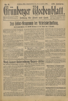Grünberger Wochenblatt: Zeitung für Stadt und Land, No. 6. (7./8. Januar 1933)