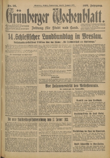 Grünberger Wochenblatt: Zeitung für Stadt und Land, No. 16. (19. Januar 1933)