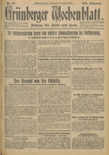 Gr&uuml;nberger Wochenblatt: Zeitung f&uuml;r Stadt und Land, No. 17. (20. Januar 1933)