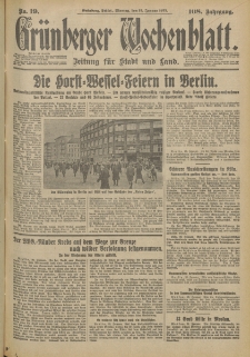 Gr&uuml;nberger Wochenblatt: Zeitung f&uuml;r Stadt und Land, No. 19. (23. Januar 1933)