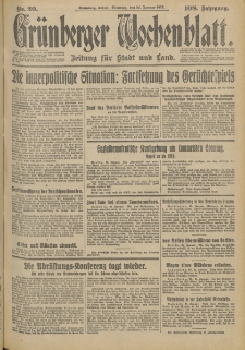 Grünberger Wochenblatt: Zeitung für Stadt und Land, No. 20. (24. Januar 1933)