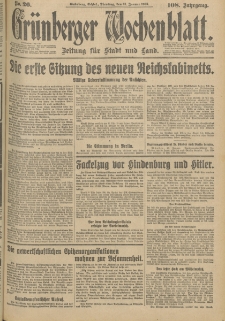 Grünberger Wochenblatt: Zeitung für Stadt und Land, No. 26. (31 Januar 1933)
