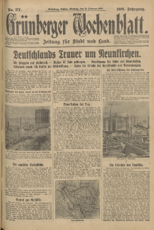 Grünberger Wochenblatt: Zeitung für Stadt und Land, No. 37. (13. Februar 1933)