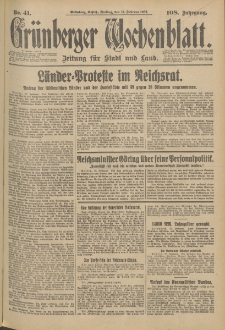 Grünberger Wochenblatt: Zeitung für Stadt und Land, No. 41. (17. Februar 1933)