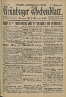 Grünberger Wochenblatt: Zeitung für Stadt und Land, No. 48. (25./26. Februar 1933)