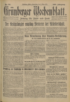Grünberger Wochenblatt: Zeitung für Stadt und Land, No. 52. (2. März 1933)