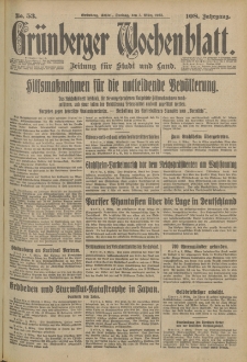Gr&uuml;nberger Wochenblatt: Zeitung f&uuml;r Stadt und Land, No. 53. (3. M&auml;rz 1933)