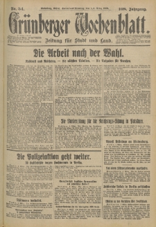 Grünberger Wochenblatt: Zeitung für Stadt und Land, No. 54. (4./5. März 1933)