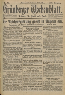 Gr&uuml;nberger Wochenblatt: Zeitung f&uuml;r Stadt und Land, No. 59. (10. M&auml;rz 1933)