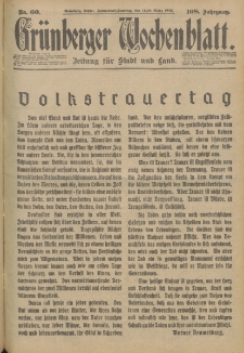 Grünberger Wochenblatt: Zeitung für Stadt und Land, No. 60. (11./12. März 1933)
