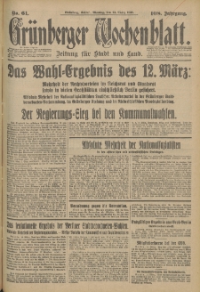 Grünberger Wochenblatt: Zeitung für Stadt und Land, No. 61. (13. März 1933)