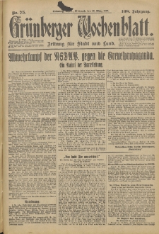 Grünberger Wochenblatt: Zeitung für Stadt und Land, No. 75. (29. März 1933)
