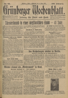 Gr&uuml;nberger Wochenblatt: Zeitung f&uuml;r Stadt und Land, No. 64. (16. M&auml;rz 1933)