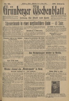 Grünberger Wochenblatt: Zeitung für Stadt und Land, No. 64. (16. März 1933)