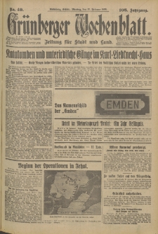 Grünberger Wochenblatt: Zeitung für Stadt und Land, No. 49. (27. Februar 1933)