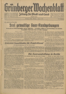 Grünberger Wochenblatt: Zeitung für Stadt und Land, No. 5. (7. Januar 1935)