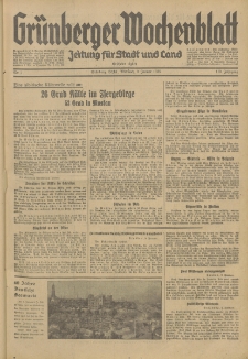 Gr&uuml;nberger Wochenblatt: Zeitung f&uuml;r Stadt und Land, No. 7. (9. Januar 1935)