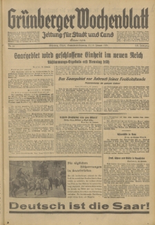 Gr&uuml;nberger Wochenblatt: Zeitung f&uuml;r Stadt und Land, No. 10. (12./13. Januar 1935)