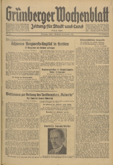 Gr&uuml;nberger Wochenblatt: Zeitung f&uuml;r Stadt und Land, No. 18. (22. Januar 1935)