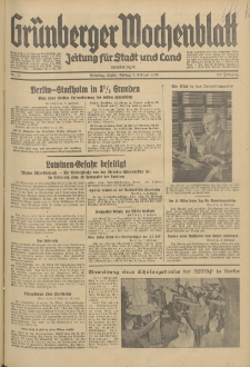 Gr&uuml;nberger Wochenblatt: Zeitung f&uuml;r Stadt und Land, No. 33. (8. Februar 1935)