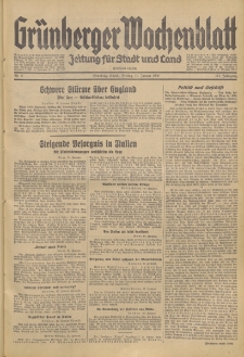 Gr&uuml;nberger Wochenblatt: Zeitung f&uuml;r Stadt und Land, No. 8. (10. Januar 1936)