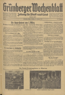 Gr&uuml;nberger Wochenblatt: Zeitung f&uuml;r Stadt und Land, No. 47. (25. Februar 1935)