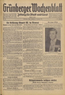 Gr&uuml;nberger Wochenblatt: Zeitung f&uuml;r Stadt und Land, No. 18. (22. Januar 1936)