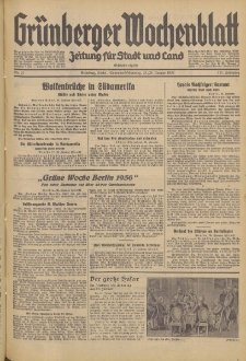 Gr&uuml;nberger Wochenblatt: Zeitung f&uuml;r Stadt und Land, No. 21. (25./26. Januar 1936)