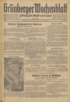 Gr&uuml;nberger Wochenblatt: Zeitung f&uuml;r Stadt und Land, No. 33. (8./9. Februar 1936)