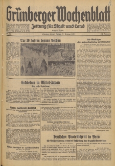 Gr&uuml;nberger Wochenblatt: Zeitung f&uuml;r Stadt und Land, No. 44. (21. Februar 1936)