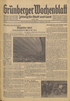 Gr&uuml;nberger Wochenblatt: Zeitung f&uuml;r Stadt und Land, No. 51. (29. Februar 1936)