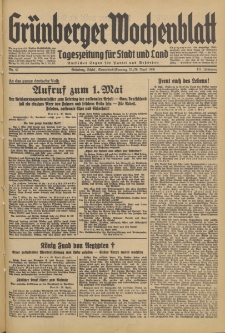 Gr&uuml;nberger Wochenblatt: Tageszeitung f&uuml;r Stadt und Land, No. 97. (25./26. April 1936)