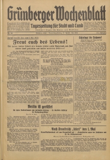 Gr&uuml;nberger Wochenblatt: Tageszeitung f&uuml;r Stadt und Land, No. 101. (30. April 1936)