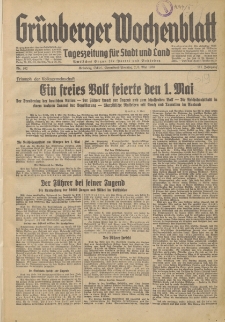Grünberger Wochenblatt: Tageszeitung für Stadt und Land, No. 102. (2./3. Mai 1936)