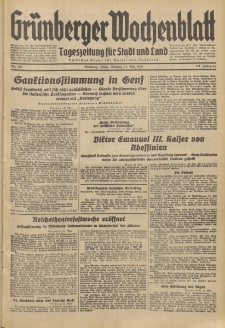 Gr&uuml;nberger Wochenblatt: Tageszeitung f&uuml;r Stadt und Land, No. 109. (11. Mai 1936)
