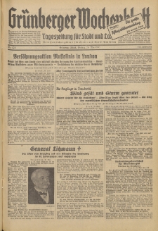 Gr&uuml;nberger Wochenblatt: Tageszeitung f&uuml;r Stadt und Land, No. 124. (29. Mai 1936)