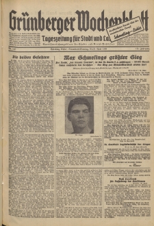 Grünberger Wochenblatt: Tageszeitung für Stadt und Land, No. 142. (20./21. Juni 1936)