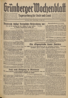 Gr&uuml;nberger Wochenblatt: Tageszeitung f&uuml;r Stadt und Land, No. 164. (16. Juli 1936)
