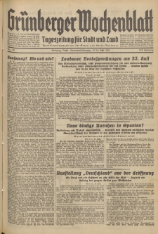 Gr&uuml;nberger Wochenblatt: Tageszeitung f&uuml;r Stadt und Land, No. 166. (18./19. Juli 1936)