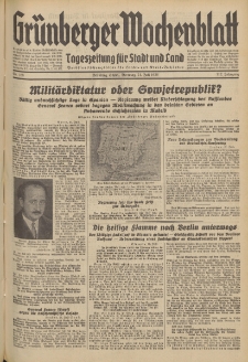 Gr&uuml;nberger Wochenblatt: Tageszeitung f&uuml;r Stadt und Land, No. 168. (21. Juli 1936)