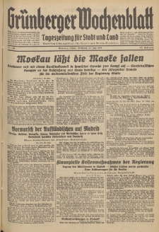 Gr&uuml;nberger Wochenblatt: Tageszeitung f&uuml;r Stadt und Land, No. 169. (22. Juli 1936)
