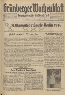 Grünberger Wochenblatt: Tageszeitung für Stadt und Land, No. 178. (1./2. August 1936)