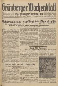Gr&uuml;nberger Wochenblatt: Tageszeitung f&uuml;r Stadt und Land, No. 183. (7. August 1936)
