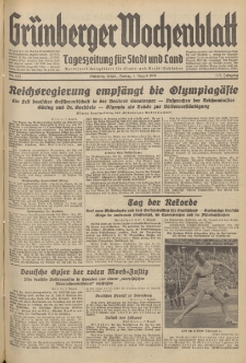 Grünberger Wochenblatt: Tageszeitung für Stadt und Land, No. 183. (7. August 1936)