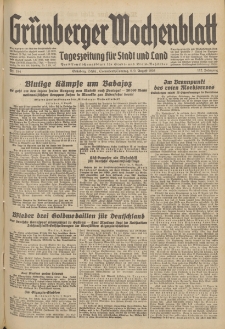 Grünberger Wochenblatt: Tageszeitung für Stadt und Land, No. 184. (8./9. August 1936)