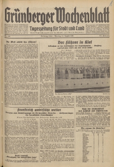 Gr&uuml;nberger Wochenblatt: Tageszeitung f&uuml;r Stadt und Land, No. 186. (11. August 1936)