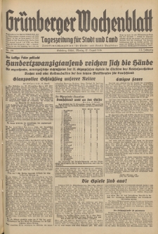 Gr&uuml;nberger Wochenblatt: Tageszeitung f&uuml;r Stadt und Land, No. 191. (17. August 1936)
