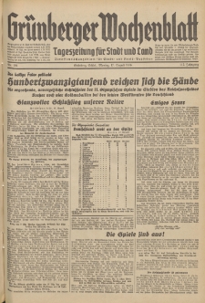 Grünberger Wochenblatt: Tageszeitung für Stadt und Land, No. 191. (17. August 1936)