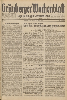 Grünberger Wochenblatt: Tageszeitung für Stadt und Land, No. 195. (21. August 1936)